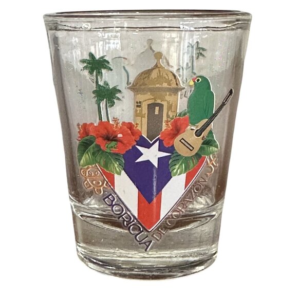 Puerto Rico Shot Glass Souvenir Boricua De Corazon - Picture 1 of 3
